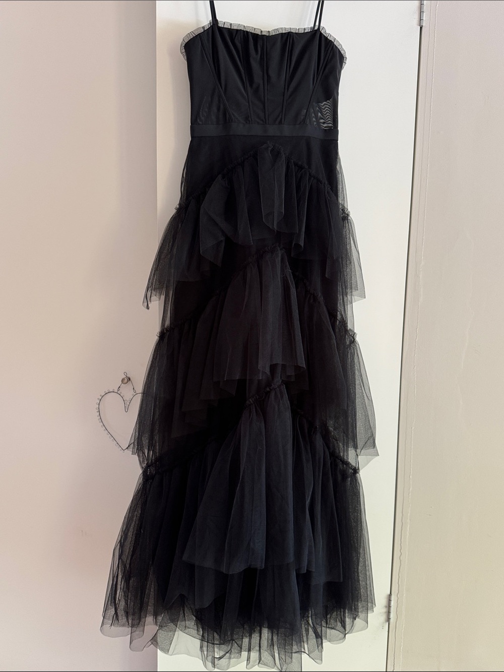 BRAND NEW w tags, list price $498, Max Azria Ruffle Maxi Dress, black, size 4